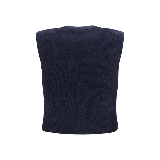 Brunello Cucinelli Blue Cashmere Sleeveles Sweater