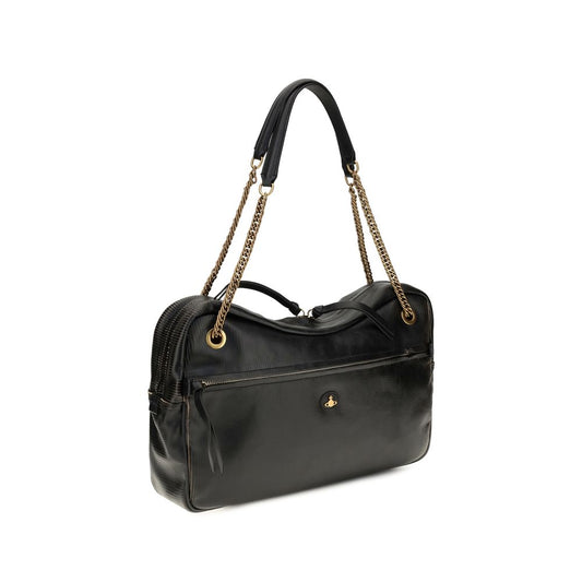 Vivienne Westwood Black Calf Leather Bos Taurus Shoulder Bag