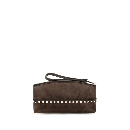 Valentino Garavani Brown Suede Leather Handbag