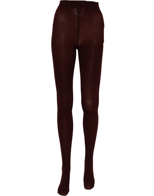 Dolce & Gabbana Maroon Nylon Tights Stocking Pantyhose Socks
