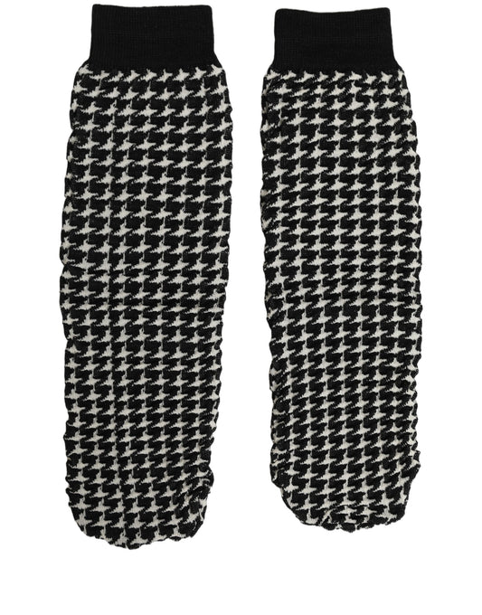 Dolce & Gabbana Black White Houndstooth Ankle Length Socks