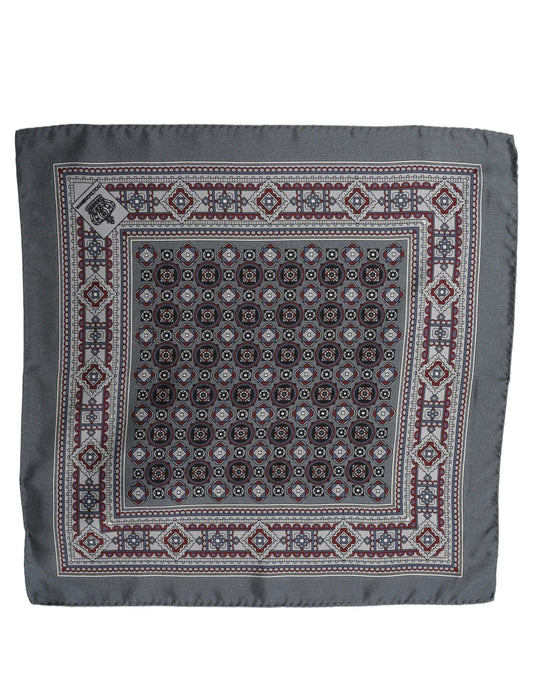Dolce & Gabbana Gray Geometric Pocket Square Foulard Scarf