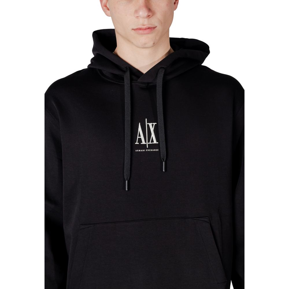 Armani Exchange Schwarzer Baumwoll-Kapuzenpullover