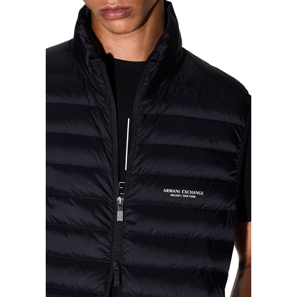Armani Exchange Ärmellose Jacke aus schwarzem Polyamid