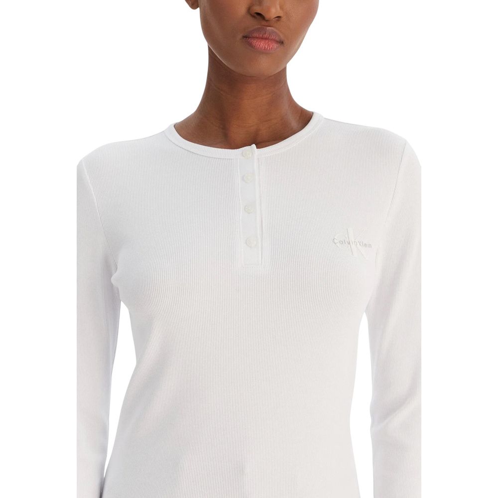 Calvin Klein Jeans Weißes Langarmshirt aus Baumwolle