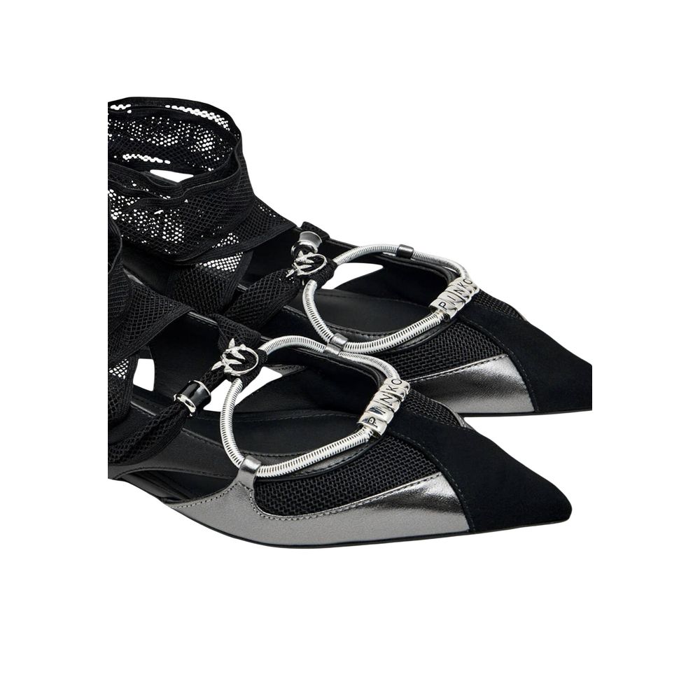 PINKO Schwarze Leder Plateaupumps