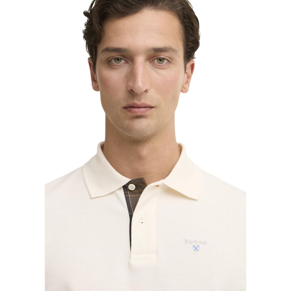 Barbour Poloshirt aus cremefarbener Baumwolle