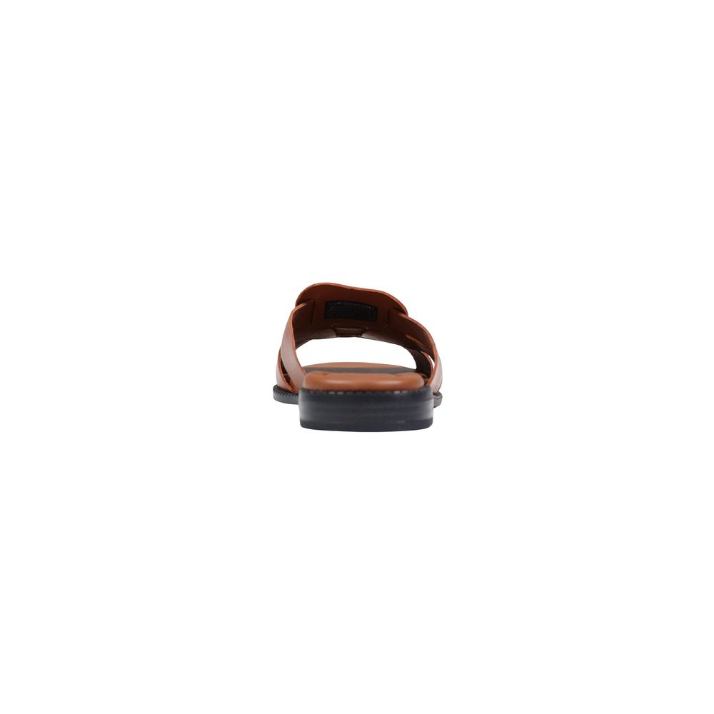 Tommy Hilfiger Braune flache Ledersandalen