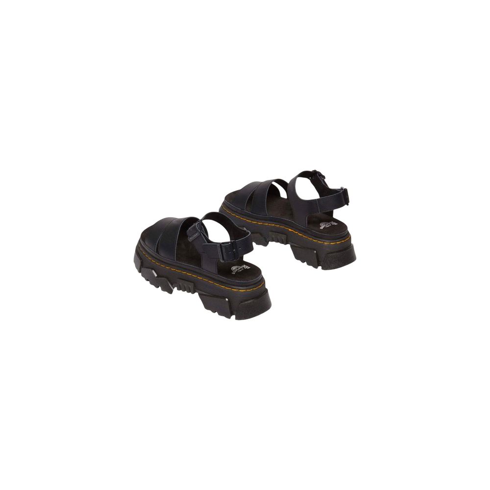 Dr. Martens Schwarze flache Ledersandalen