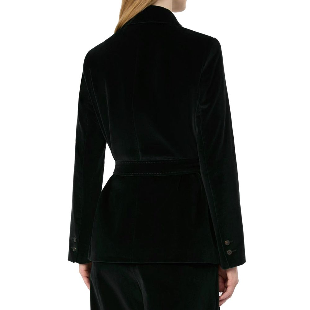 Max Mara Black Cotton Full-Length Jacket