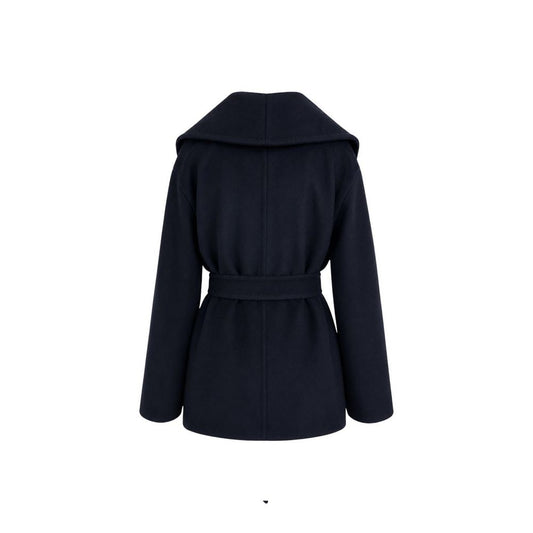 Max Mara Blue Virgin Wool Full-Length Jacket