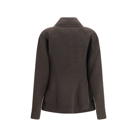 Max Mara Brown Wool Oves Aries Full-Length Jacket
