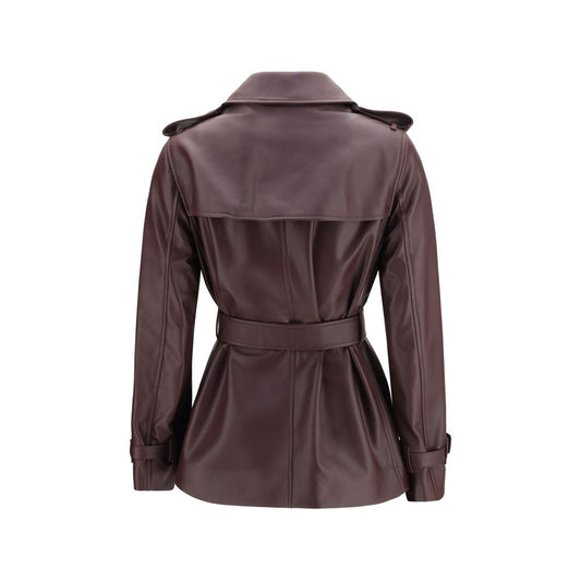 Burberry Bordeaux Calf Leather Bos Taurus Coat