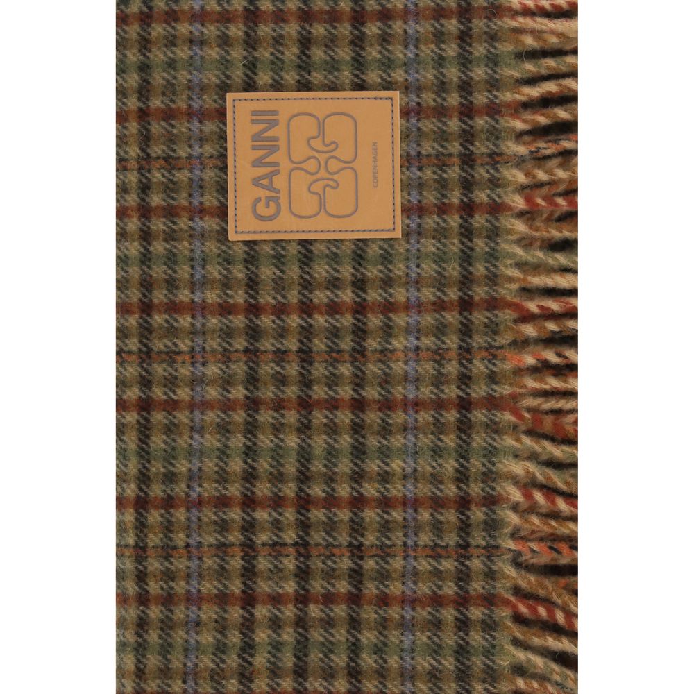 Ganni Brown Wool Oves Aries Scarf