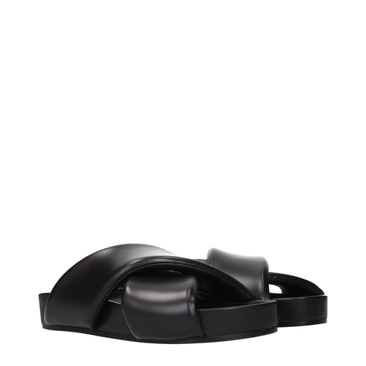 Jil Sander Black Leather Slippers