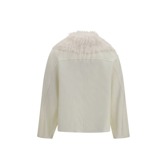 Loulou De Saison White Wool Oves Aries Full-Length Jacket