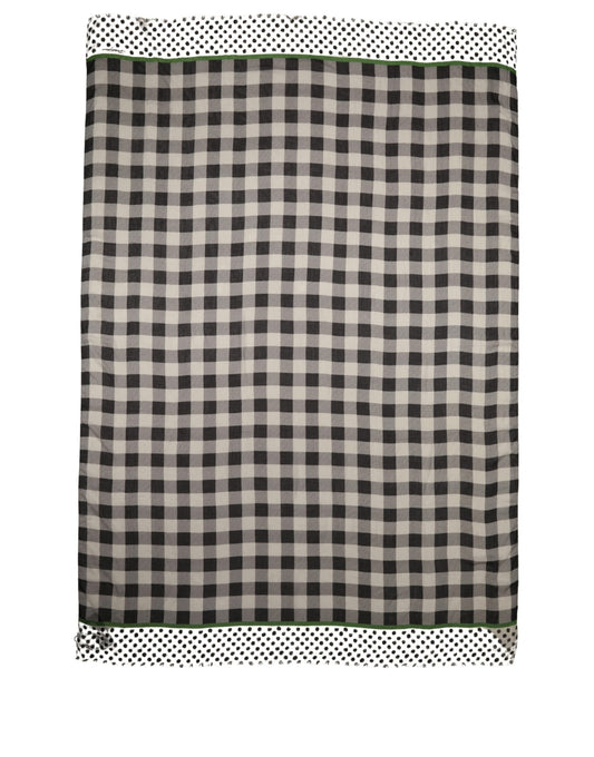 Dolce & Gabbana Black White Napoli Modal Check Shawl Scarf