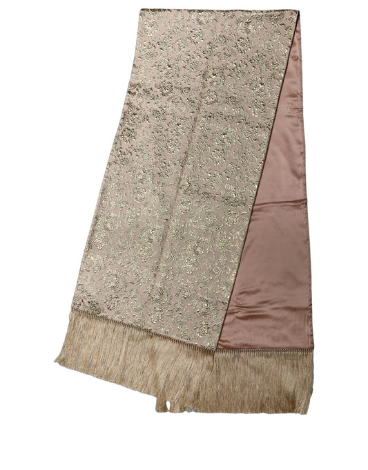 Dolce & Gabbana Pink Silk Fringes Neck Wrap Foulard Scarf