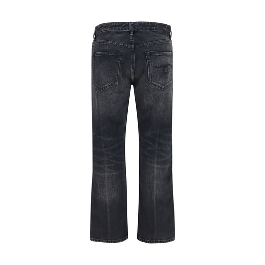 R13 Black Cotton Boyfriend Jeans