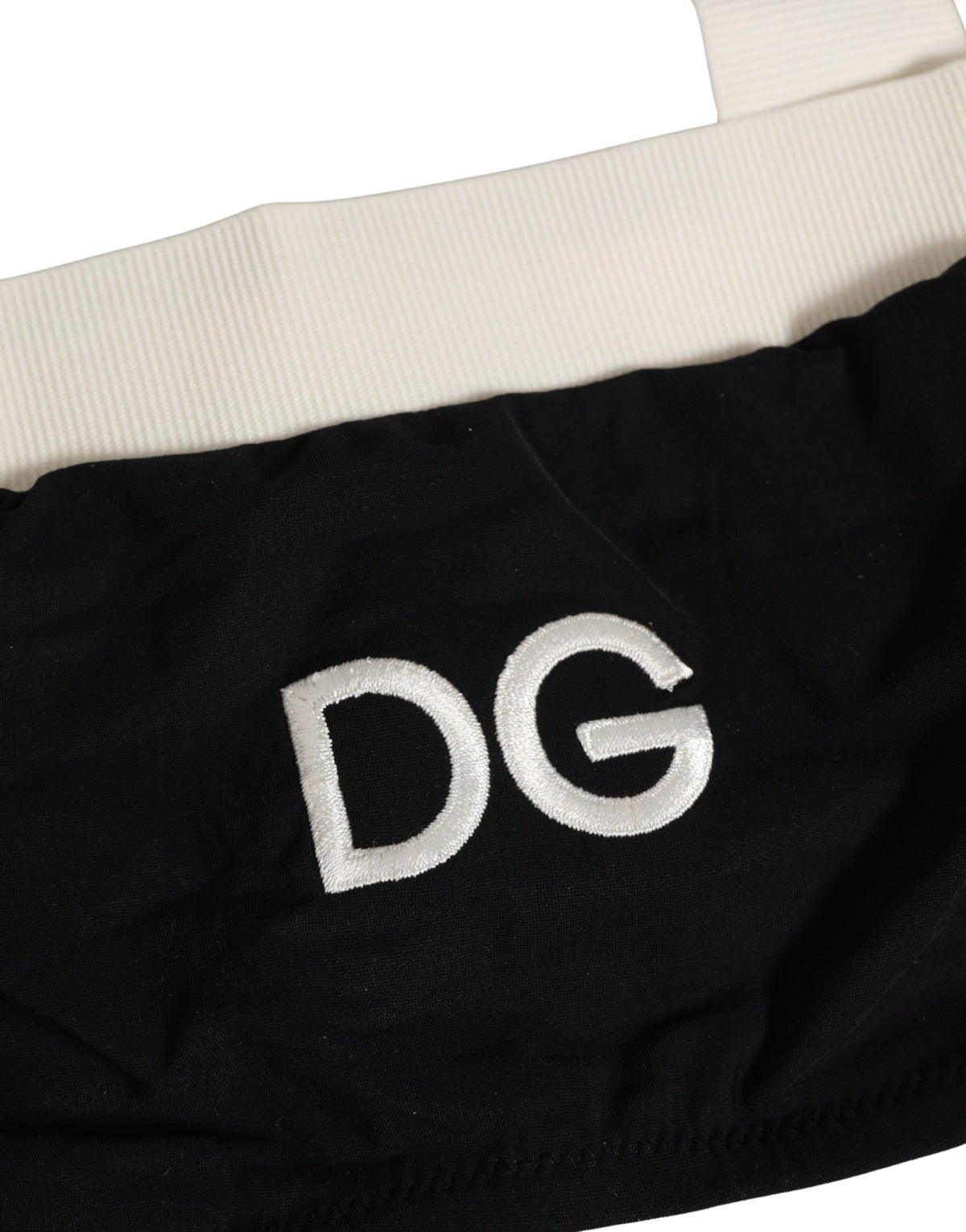 Dolce & Gabbana Black White Cotton Stretch Bikini Top Swimwear