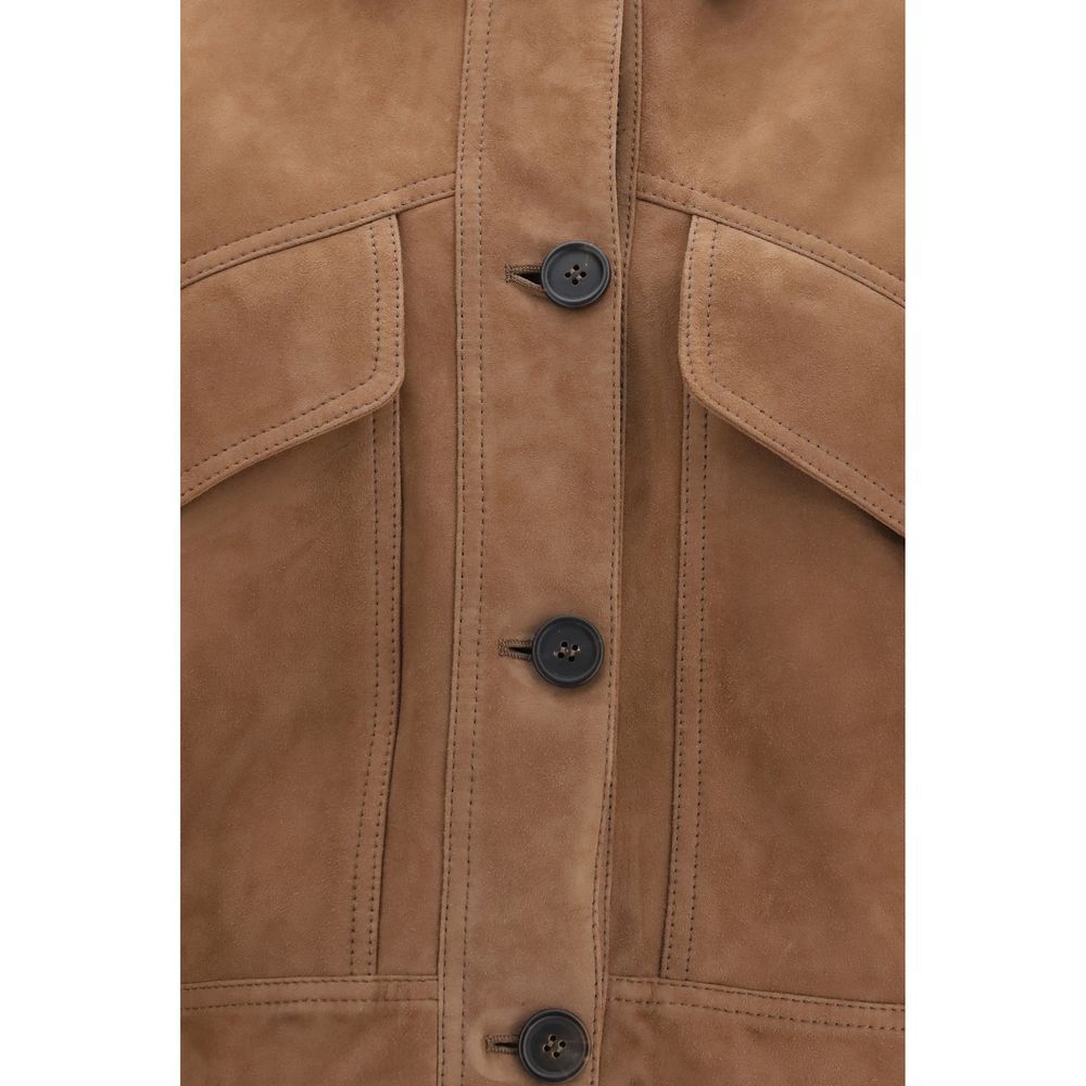 Brunello Cucinelli Brown Calf Leather Bos Taurus Leather Jacket
