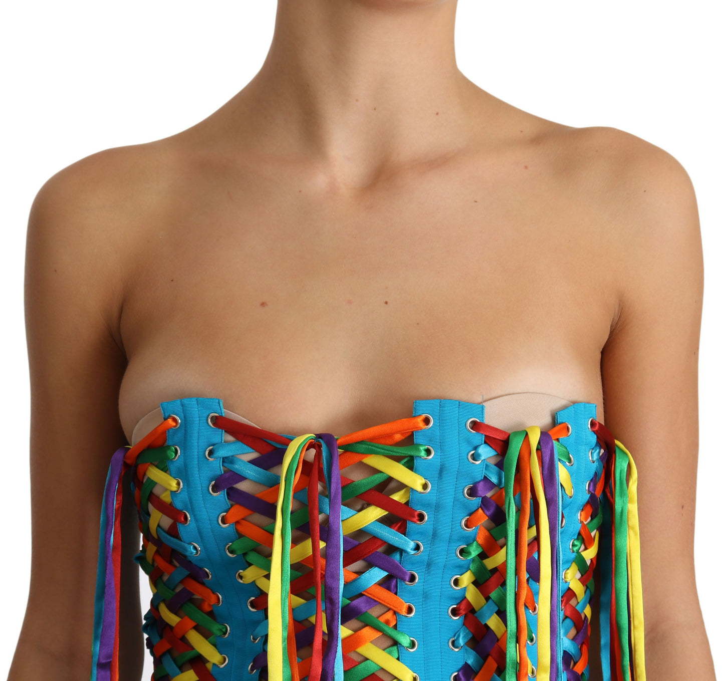 Dolce & Gabbana – Bustier-Korsett aus Polyester mit mehrfarbigen Schnüren
