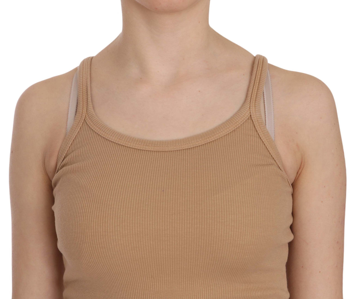 PINK MEMORIES – Ärmellose Tank-Bluse mit Spaghettiträgern in Beige