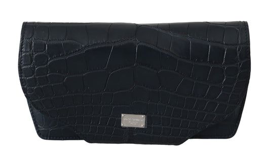 Dolce & Gabbana Blaues Krokodil-Etui für Sonnenbrillen