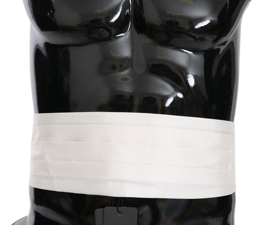 Dolce & Gabbana Weißer Herren-Taillengürtel, 100 % Seide, Kummerbund