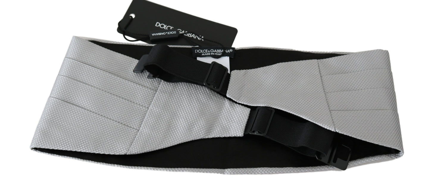 Dolce & Gabbana Grauer Herren-Taillengürtel, 100 % Seide, Kummerbund