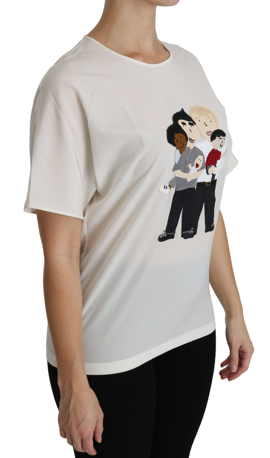 Dolce & Gabbana Weißes #dgfamily Patch Kurzarm-Bluse