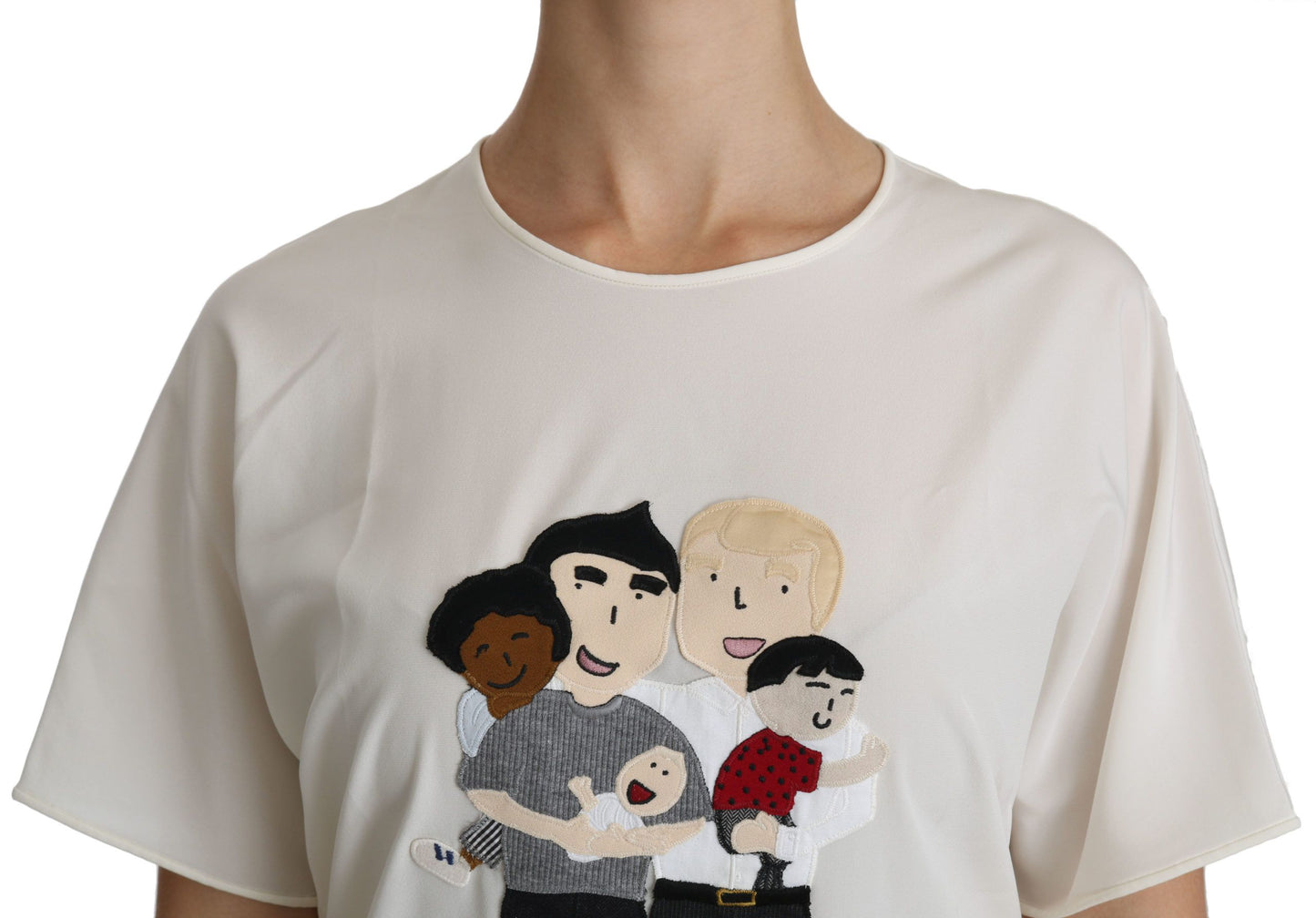 Dolce & Gabbana Weißes #dgfamily Patch Kurzarm-Bluse