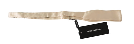 Dolce & Gabbana Beige Slim Skinny Herren Krawatte 100% Seide Fliege