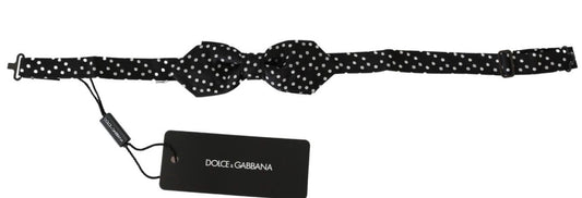 Dolce & Gabbana Schwarze Polka Dots Herrenkrawatte Papillon 100% Seide Fliege