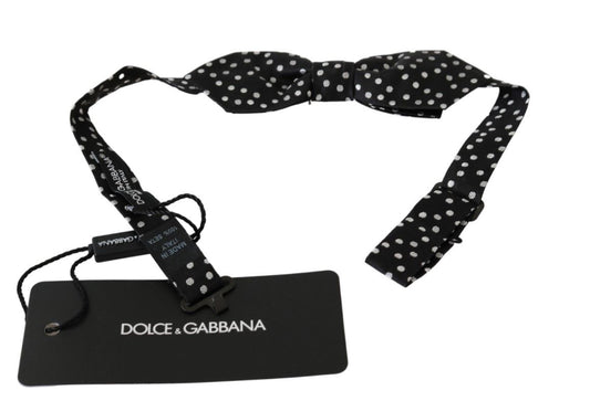 Dolce & Gabbana Schwarze Polka Dots Herrenkrawatte Papillon 100% Seide Fliege