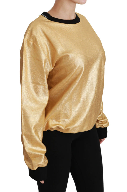 Dolce & Gabbana Goldfarbener Pullover mit Rundhalsausschnitt aus Baumwolle
