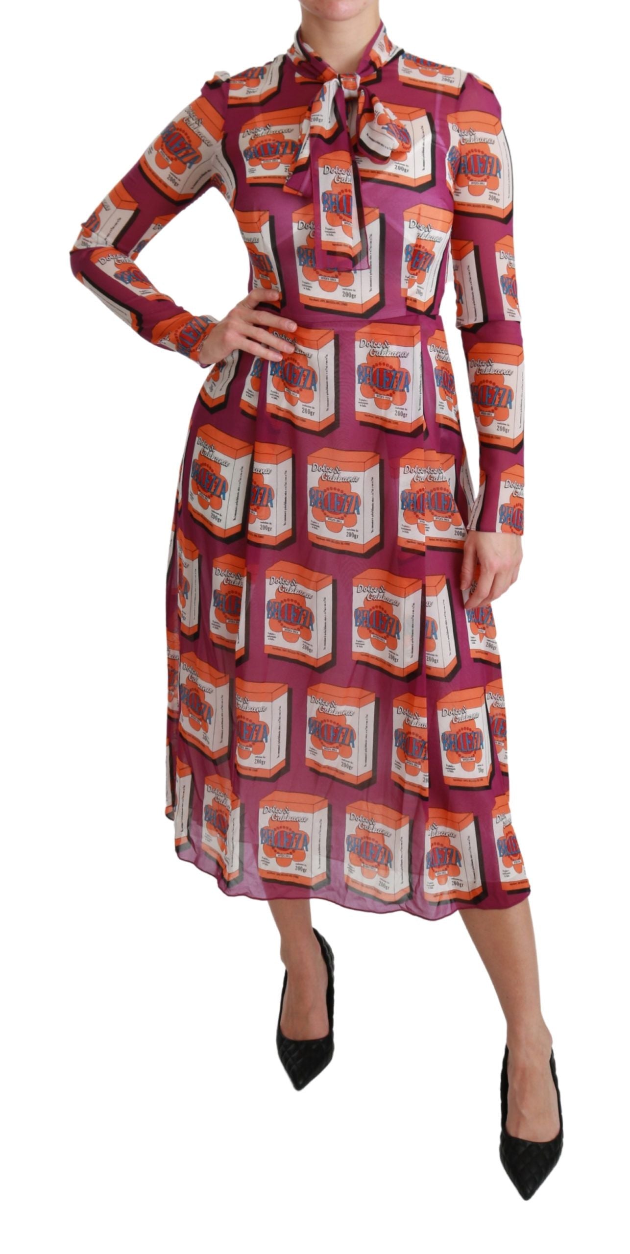 Dolce & Gabbana Lila Bellezza A-Linien-Kleid aus Seide