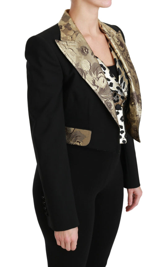 Dolce & Gabbana Schwarze Jacquard-Weste, Blazer, Mantel, Wolljacke