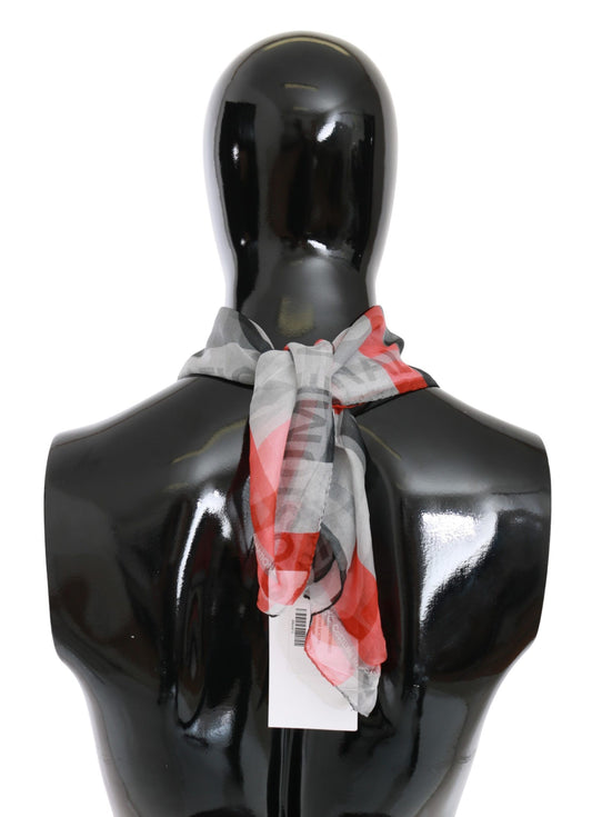 Costume National – Roter Markenschal aus 100 % Seide, Grau