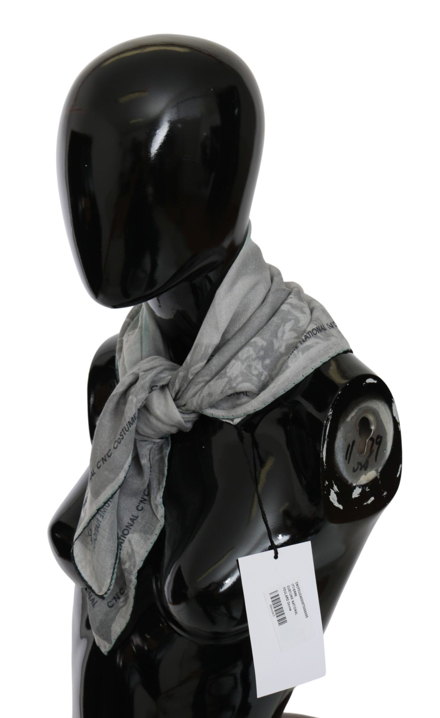 Costume National Grauer Seidenschal, Foulard, Wickelschal
