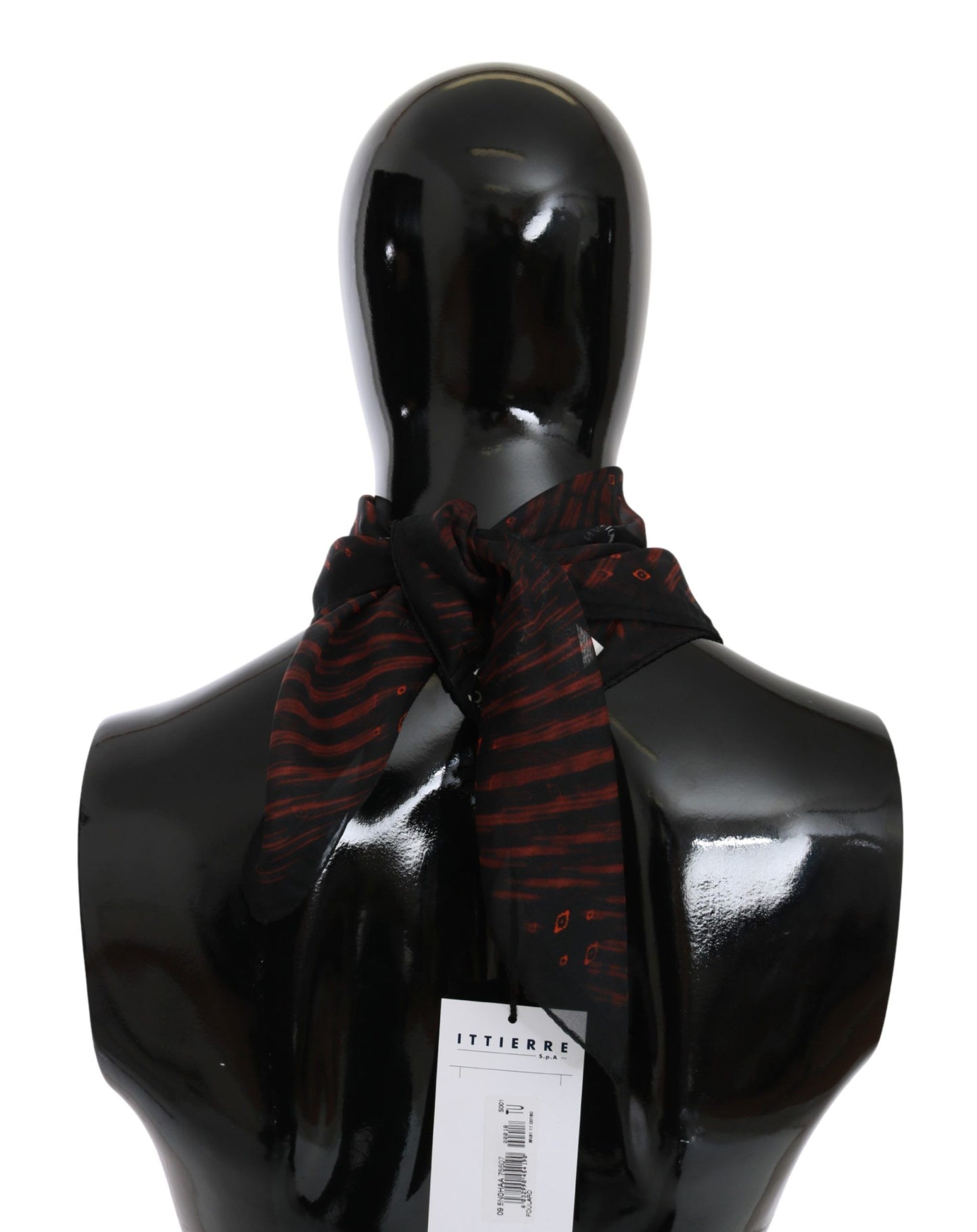Costume National – Markenschal aus 100 % Seide, Schwarz/Orange