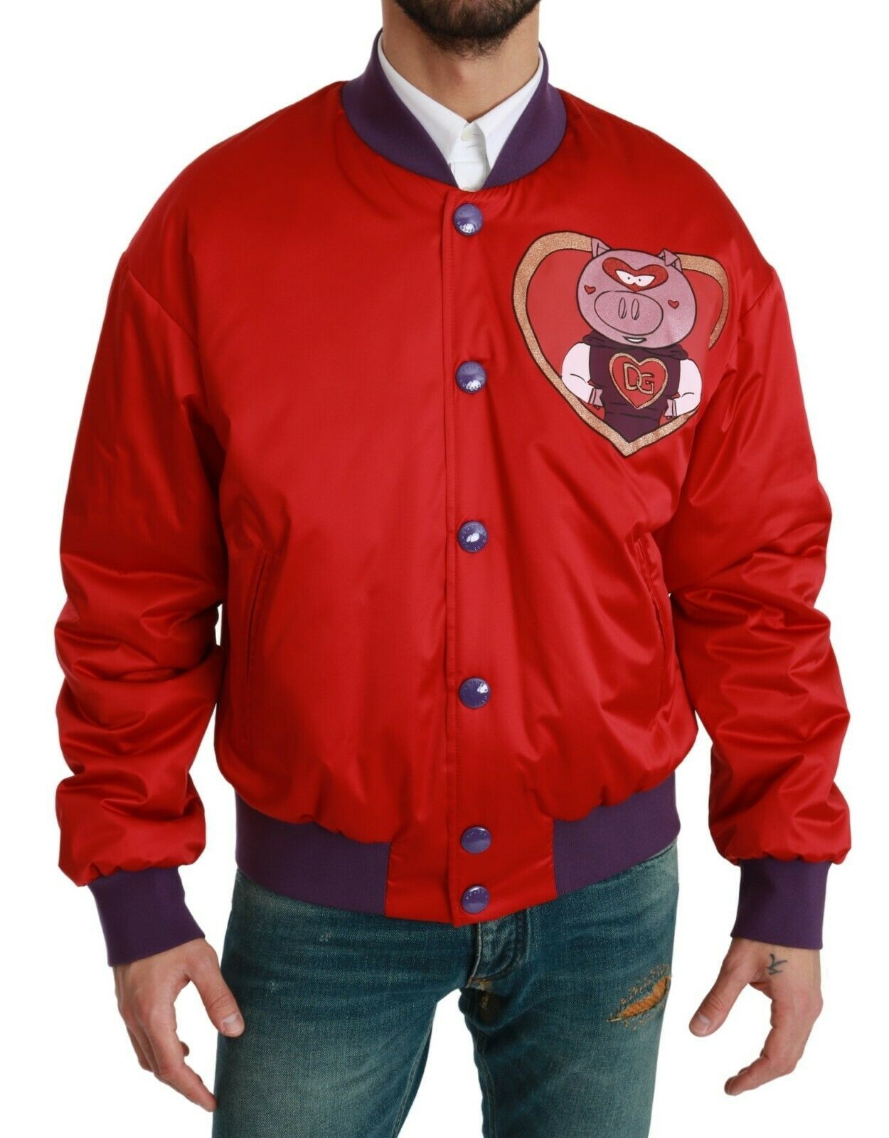 Dolce & Gabbana Rote Bomberjacke „YEAR OF THE PIG“