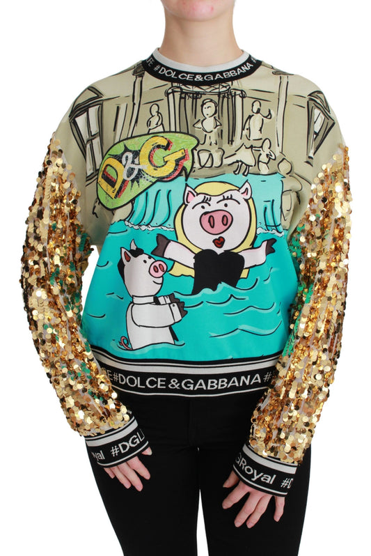 Dolce & Gabbana – Pullover mit Pailletten im „Year of the Pig“-Design