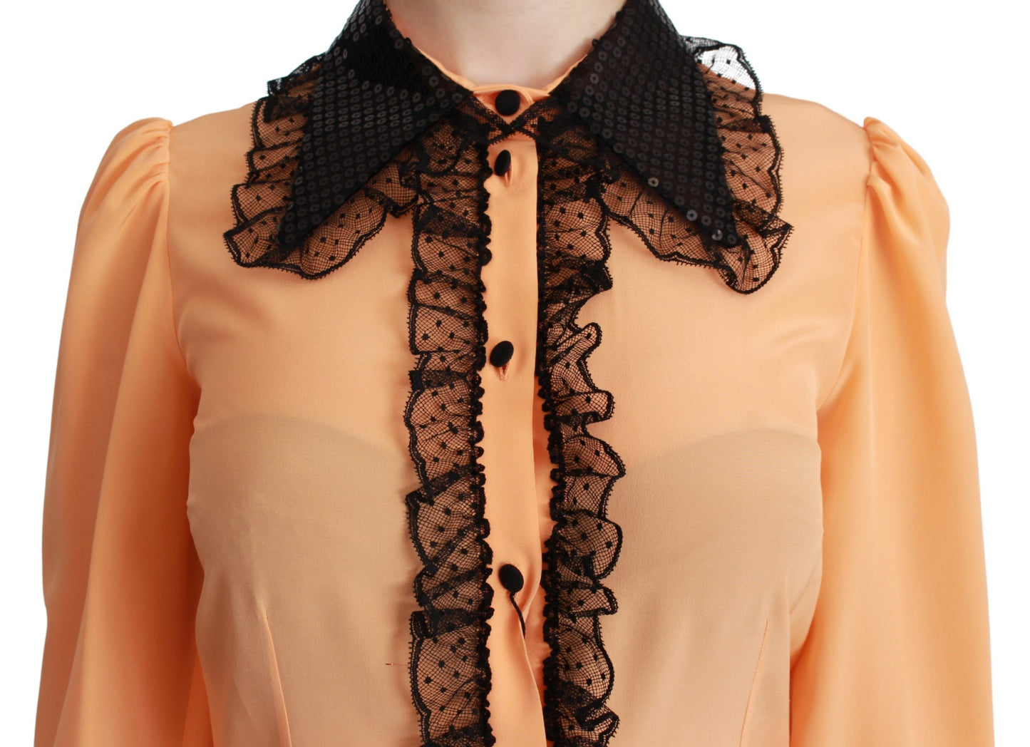 Dolce & Gabbana – Gelbe Bluse aus Seidenpaillettenspitze