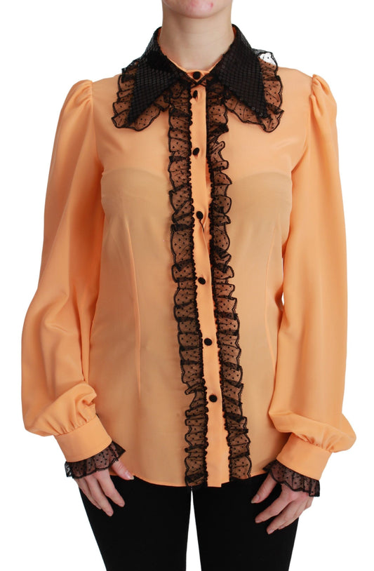 Dolce & Gabbana – Gelbe Bluse aus Seidenpaillettenspitze