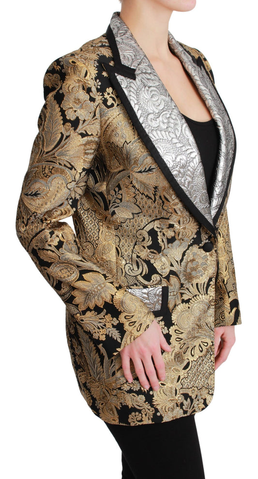 Dolce & Gabbana – Schwarz-goldene Jacquard-Blazerjacke