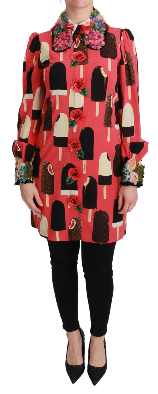 Dolce & Gabbana – Paillettenkleid mit rosa Eiscreme-Rosen