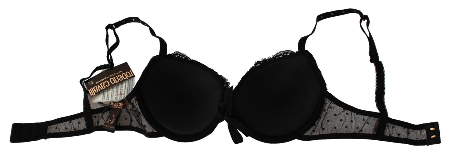Roberto Cavalli – Push-Up-BH aus Spitze in Schwarz und Rosa