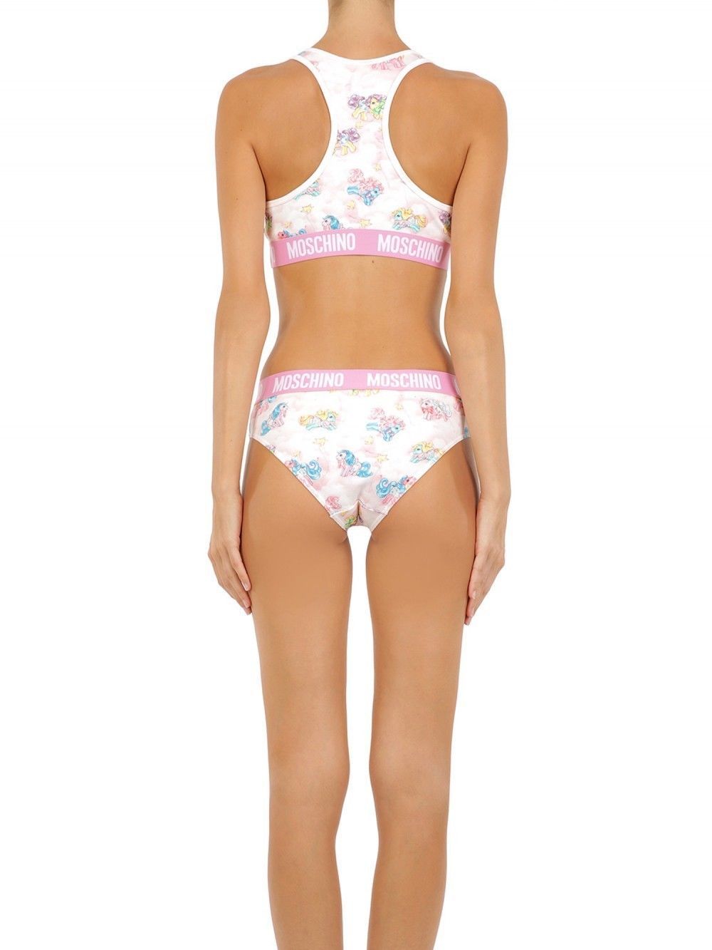 Moschino – Zweiteiliger Nachtwäsche-Bikini „My Little Pony“ in Weiß