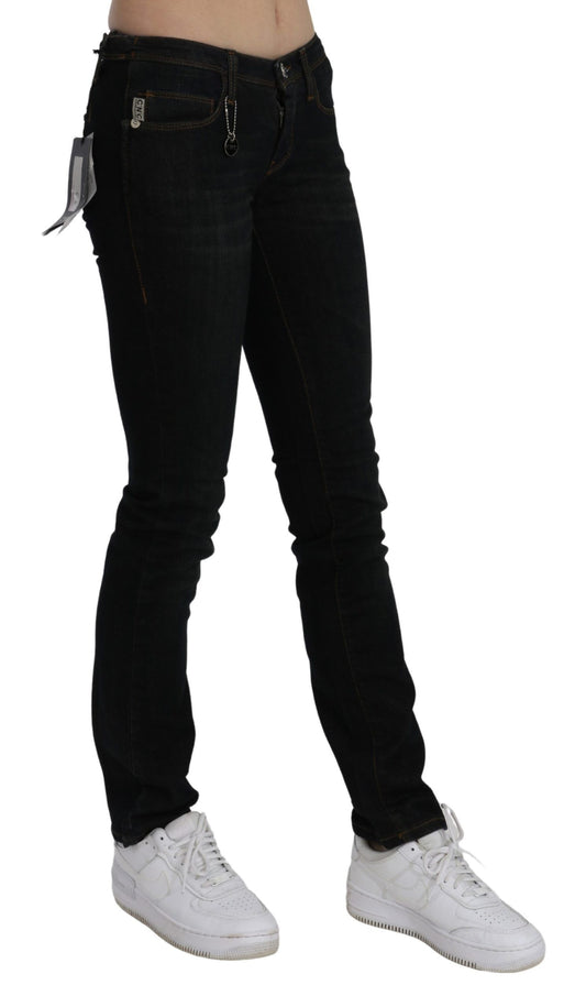 Costume National Schwarze Skinny-Jeans aus Baumwolldenim mit mittlerer Taille